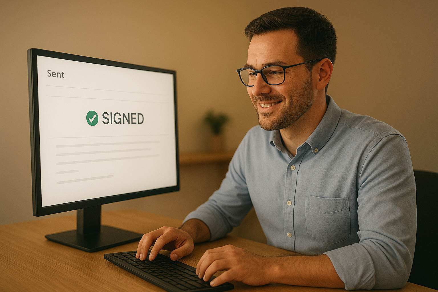 un utilisateur satisfait de voir son message signé numériquement