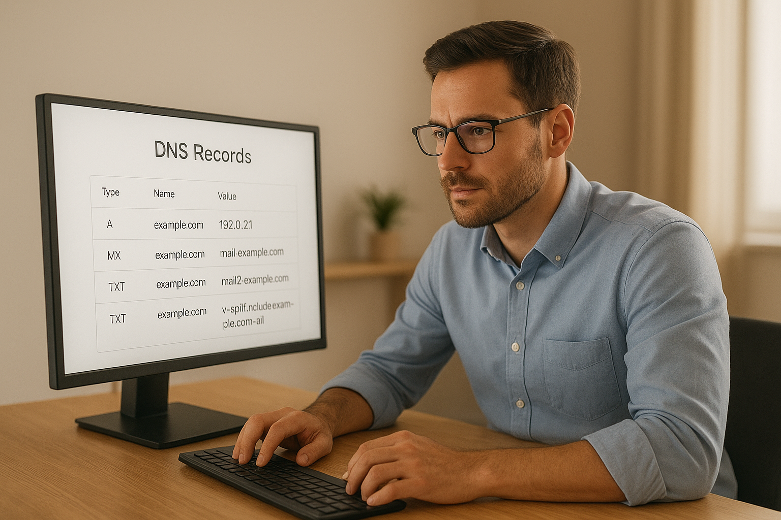 un ingénieure qui essaye de corriger ses enregistrements DNS pour corriger un problème de SPF